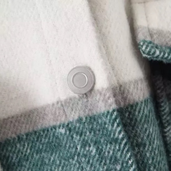 Plus Green Plaid Oversized Flannel Shacket Shirt Jacket - Picture 12 of 15